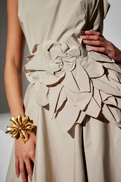 Gold Plated Brass Floral Cuff Bracelet
