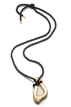 Gold Plated Brass Pendant Rope Necklace