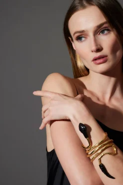 Gold Plated Brass Snake Bracelet