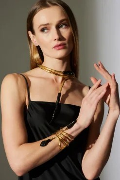 Gold Plated Brass Snake Bracelet