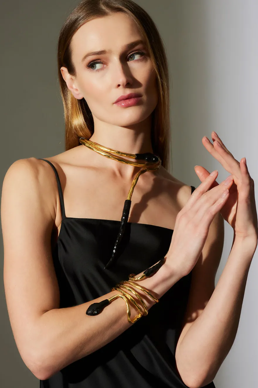 Gold Plated Brass Snake Bracelet