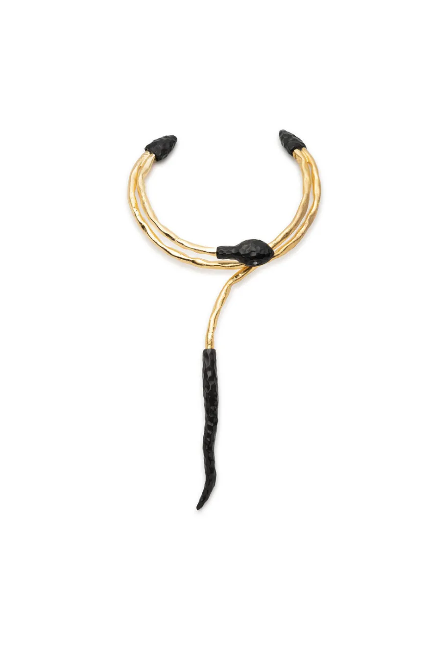 Gold Plated Brass Snake Choker Necklace