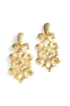 Gold Plated Brass Teardrop Cut Out Earrings