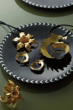 Hammered Brass Swirl Dragon Necklace
