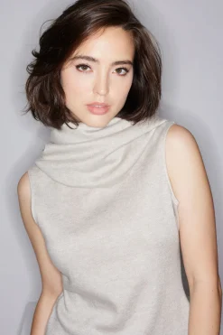 Himalaya Sweater Knit Mock Neck Top