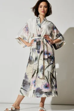 Hiyaku Printed Charmeuse Robe