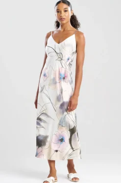 Hiyaku Printed Charmeuse Slip Dress