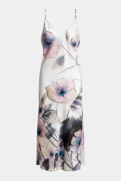 Hiyaku Printed Charmeuse Slip Dress