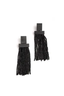 Horn Geo Fringe Clip Earrings
