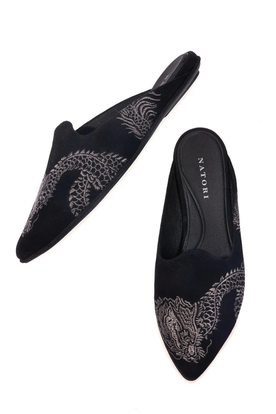 Image Suede Dragon Embroidery Slide
