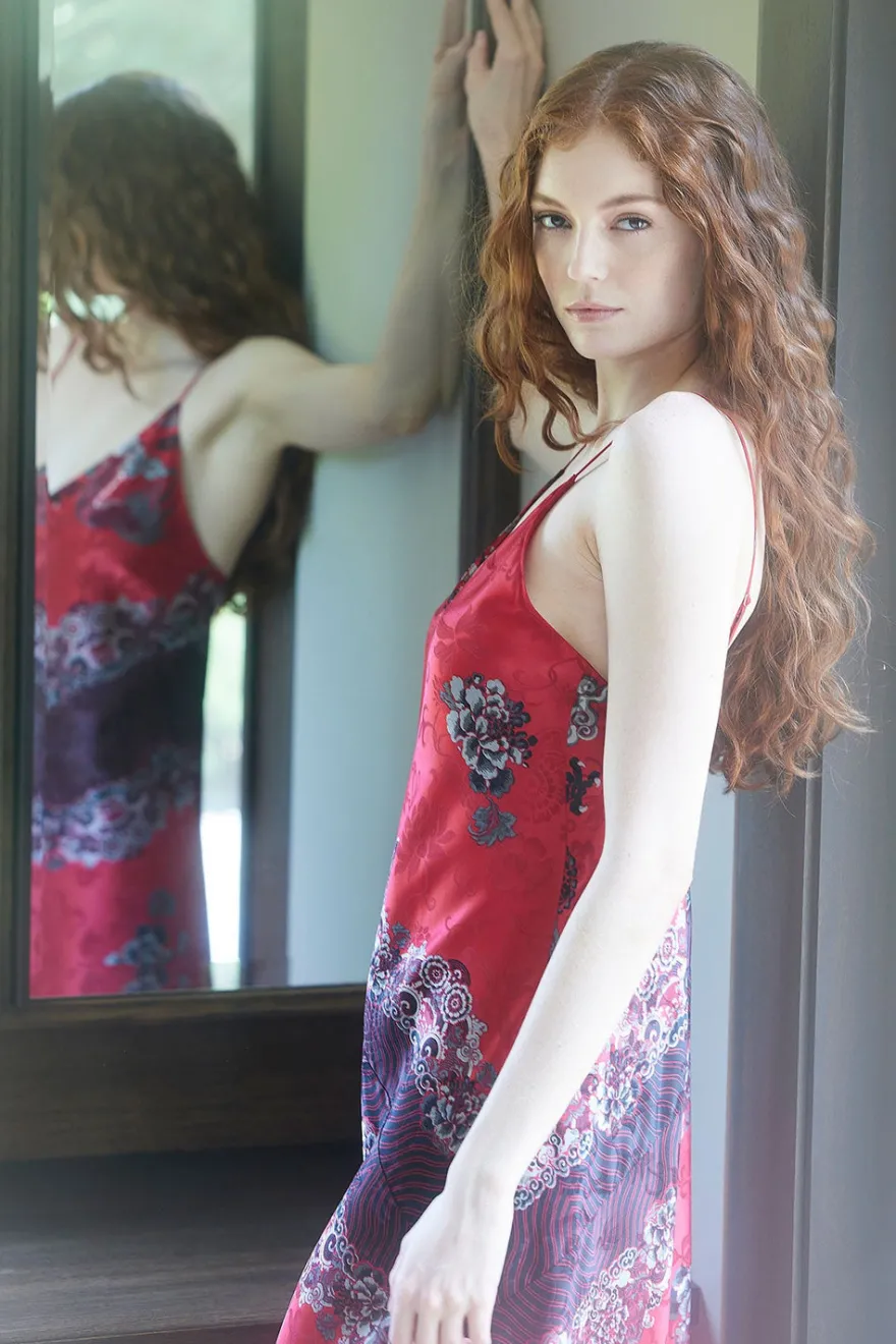 Imperial Dragon Jacquard Slip Dress