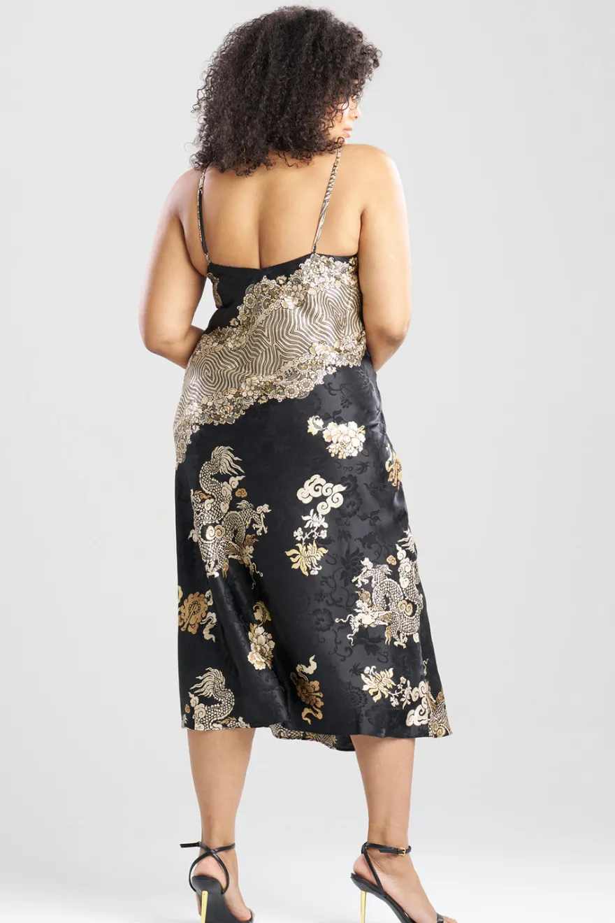 Imperial Dragon Jacquard Slip Dress