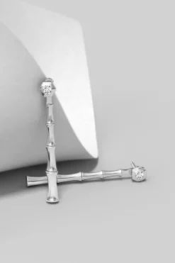 Indochine Bamboo 14k Diamond Multi-Wear Linear Earrings