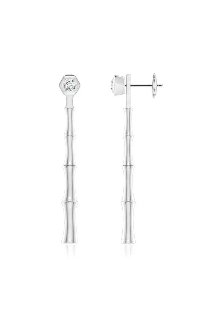 Indochine Bamboo 14k Diamond Multi-Wear Linear Earrings