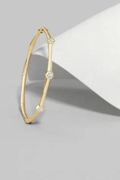 Indochine 14k 3-Diamond Bamboo Hinged Bracelet