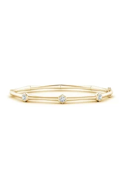 Indochine 14k 3-Diamond Bamboo Hinged Bracelet