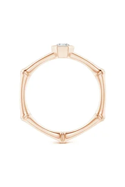 Indochine 14k Hex Frame Diamond Solitaire Bamboo Ring