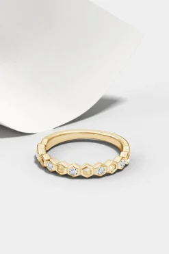 Indochine 14k Hexagon Alternating 5-Diamond Ring
