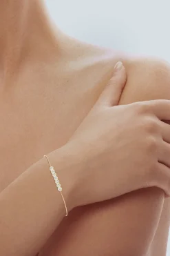Indochine 14k 7-Hexagon Diamond Bar Bolo Bracelet