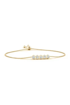 Indochine 14k 5-Hexagon Diamond Bar Bolo Bracelet