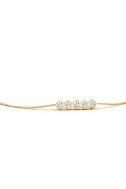 Indochine 14k 5-Hexagon Diamond Bar Bolo Bracelet