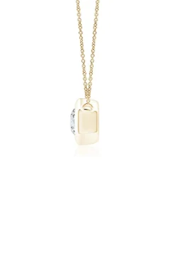 Indochine 14k Hexagon Frame Diamond Solitaire Necklace
