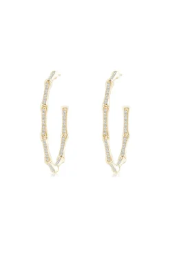 Indochine 14k Medium Pave Diamond Hoop Earrings