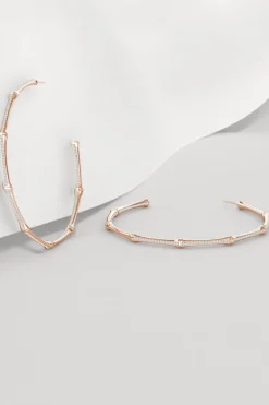 Indochine 14k Pave Diamond 2.75 Inch Bamboo Hoops