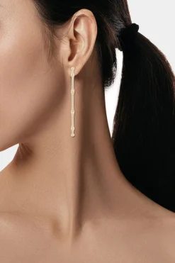Indochine 14k Pave Diamond 2.75 Inch Bamboo Hoops