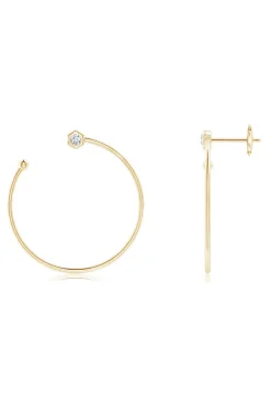 Indochine 14k Small Diamond Side-Facing Open Hoop Earrings