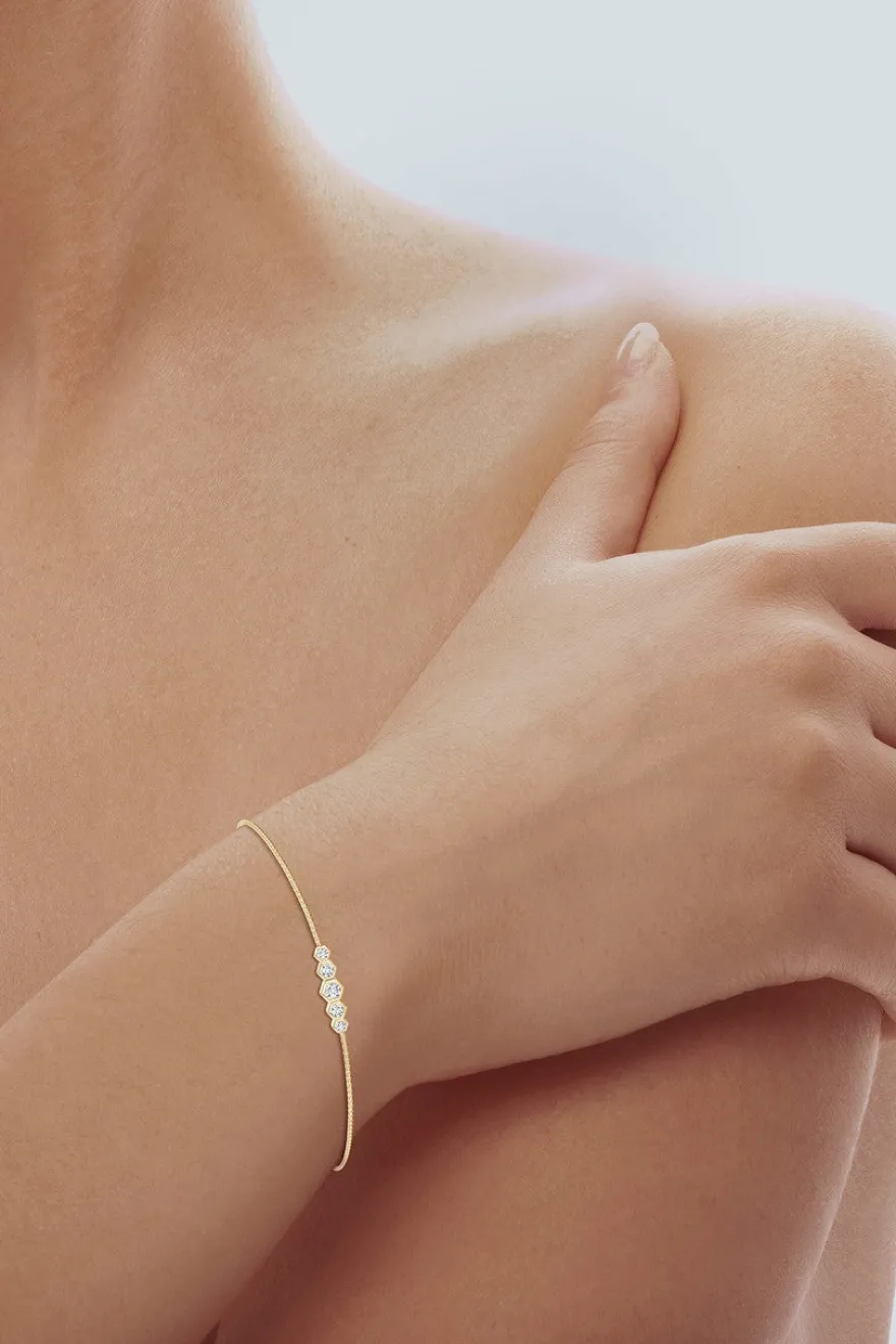 Indochine 14k Tapering Hexagon Diamond Bar Bracelet