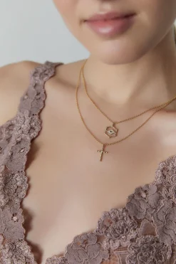 Indochine Spirit 14k Bamboo Cross Diamond Pendant Necklace