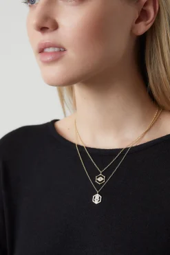 Indochine Spirit 14k Bamboo Frame Hamsa Diamond Pendant Necklace