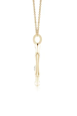 Indochine Spirit 14k Bamboo Frame Hamsa Diamond Pendant Necklace