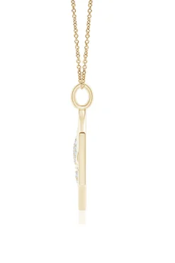Indochine Spirit 14k Hexagon Frame Lotus Pave Diamond Pendant Necklace