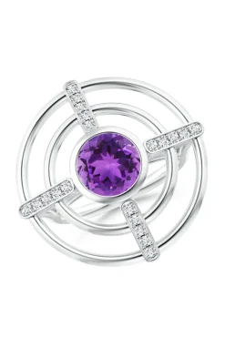 Infinity Concentric Circle 14K Gold and Amethyst Ring