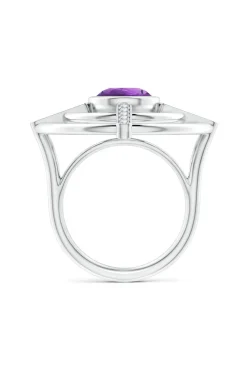 Infinity Concentric Circle 14K Gold and Amethyst Ring