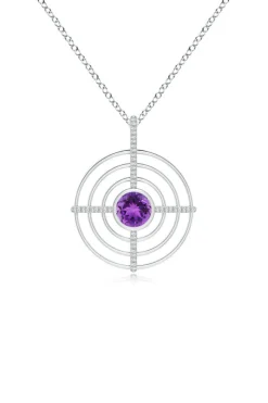 Infinity Concentric Circle 14K Gold and Amethyst Pendant Necklace