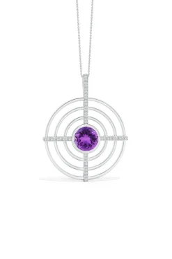 Infinity Concentric Circle 14K Gold and Amethyst Pendant Necklace