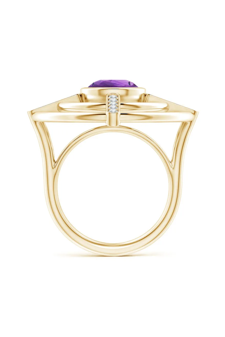 Infinity Concentric Circle 14K Gold and Amethyst Ring