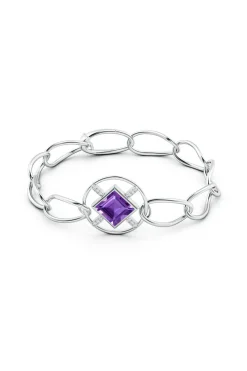 Infinity Concentric Circle 14K Gold and Amethyst Bracelet