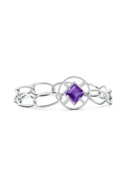 Infinity Concentric Circle 14K Gold and Amethyst Bracelet
