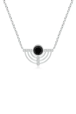 Infinity Half Concentric Circle 14K Gold and Black Onyx Pendant Necklace