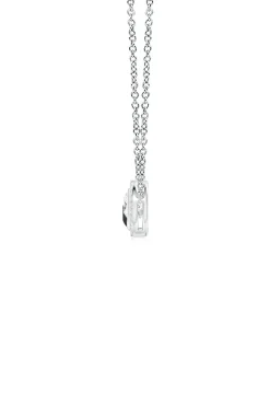 Infinity 14K Gold with Black & White Diamond Three Stone Halo Necklace