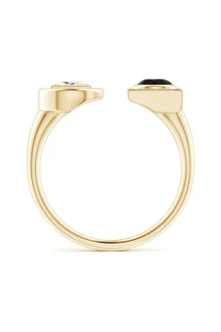 Infinity 14K Gold with Black & White Diamond Two Stone Open Ring