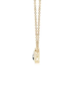 Infinity 14K Gold with Black & White Diamond Three Stone Halo Necklace