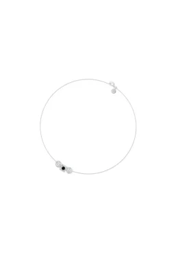 Infinity 14K Gold with Black & White Diamond Three Stone Necklace