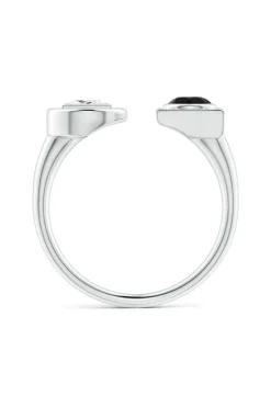 Infinity 14K Gold with Black & White Diamond Two Stone Open Ring