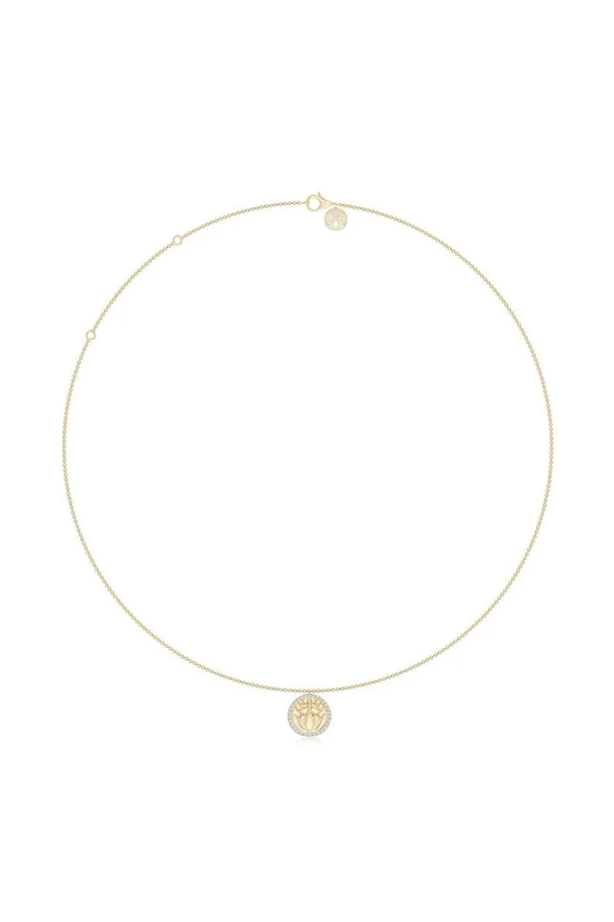 Kamon 14k Diamond Border Pendant Necklace
