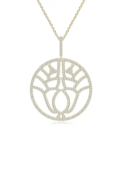 Kamon 14k Open Diamond Pendant Necklace